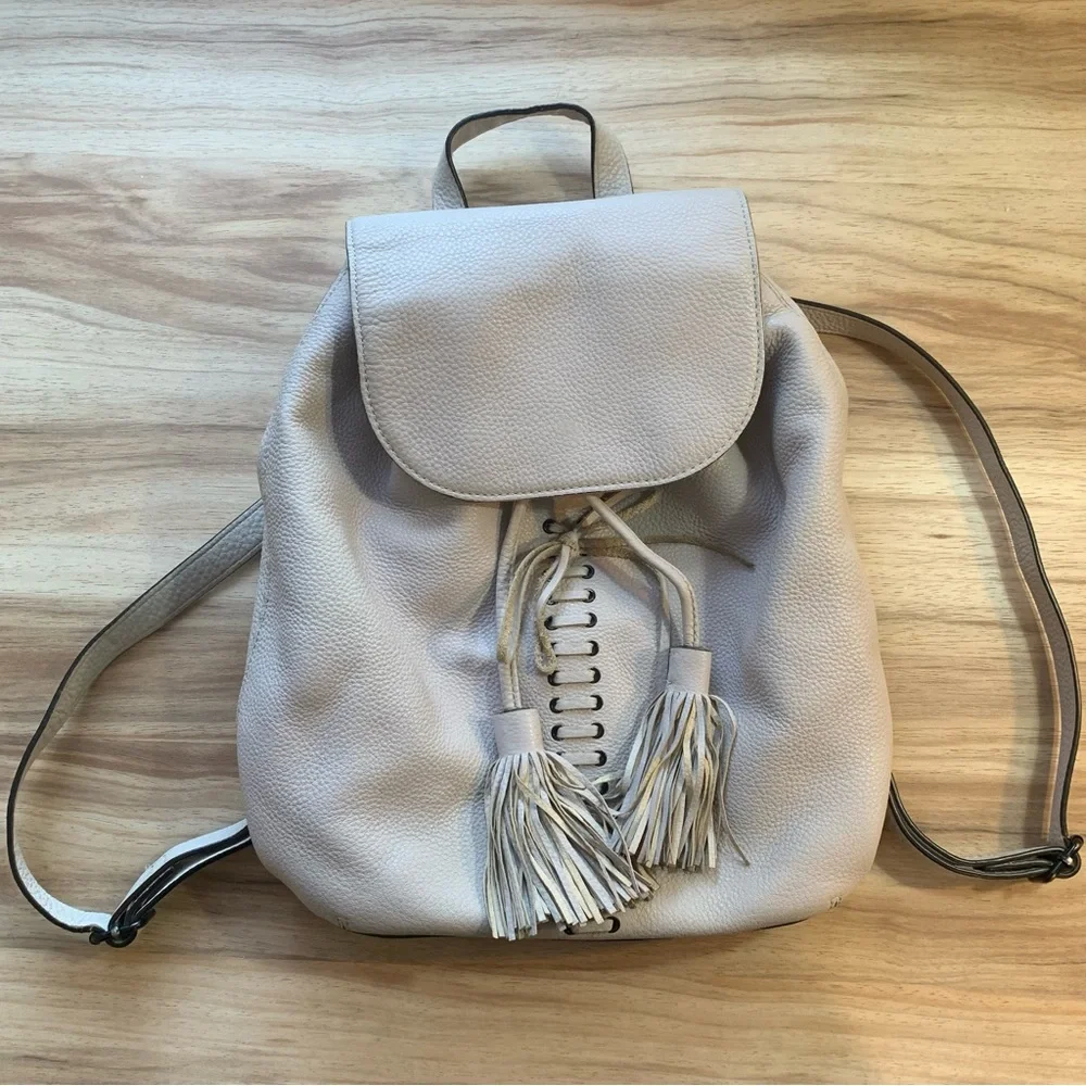 Rebecca Minkoff Backpack Leather tassel Drawstring Magnetic snap Closure Flaptop - Picture 2 of 16